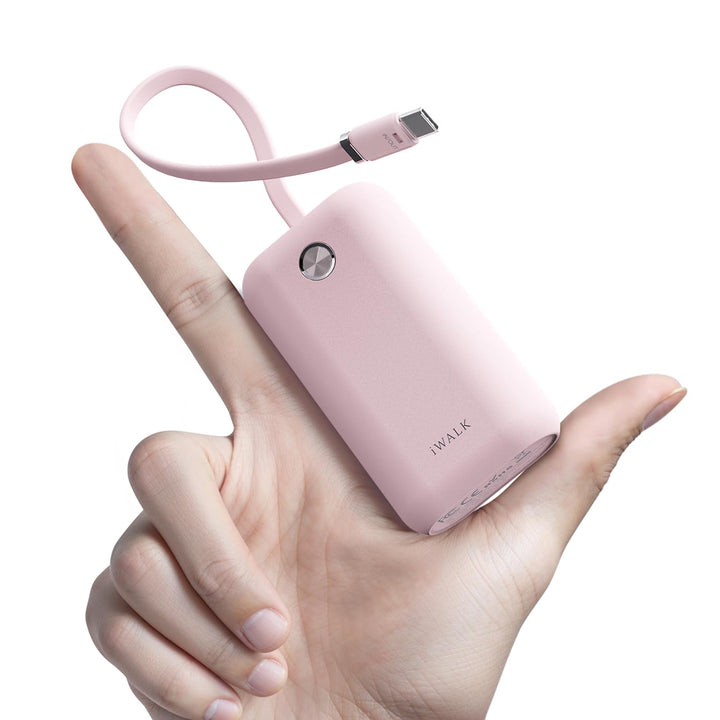 iWALK Mini Tragbares Ladegerät 10000 mAh, 22,5W USB-C Powerbank mit integriertem Kabel, Ultra-kompak