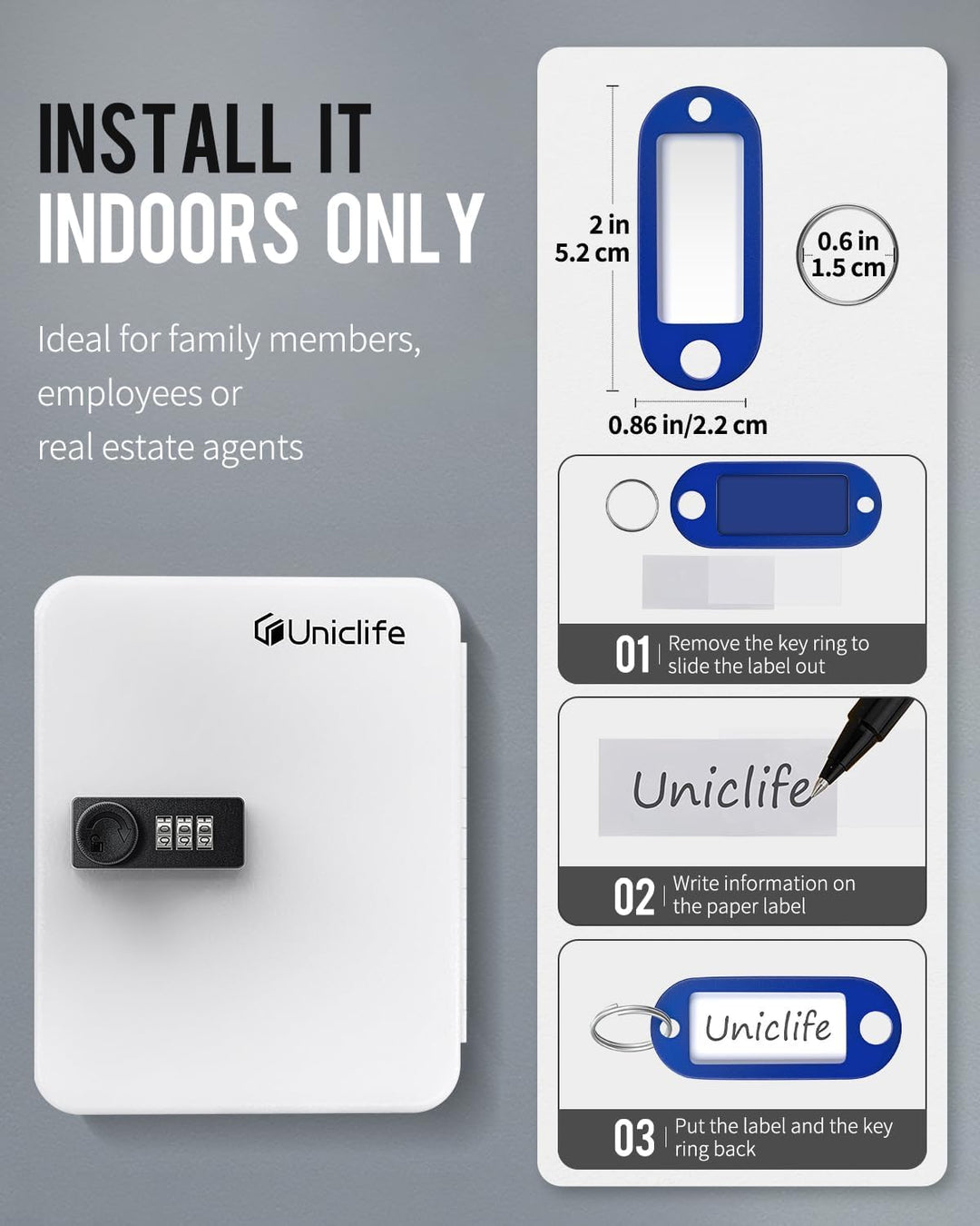 Uniclife 20 Position Schlüssel Kabinett mit Kombination Lock Resettable White Digital Security Stora
