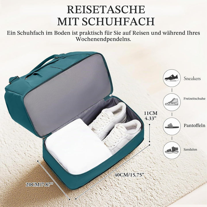 SEAFEW Reisetasche 24L, 40x30x20 Ryanair Handgepäck Tasche für Flugzeug Weekender Sporttasche Damen