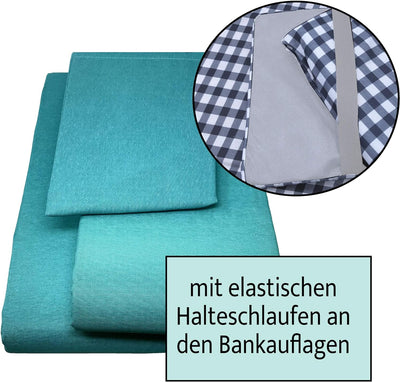 JEMIDI Bierbankauflagen Set 3-teilig - 70x240cm - Sitzkissen und Tischdecke für 50er Bierzeltgarnitu