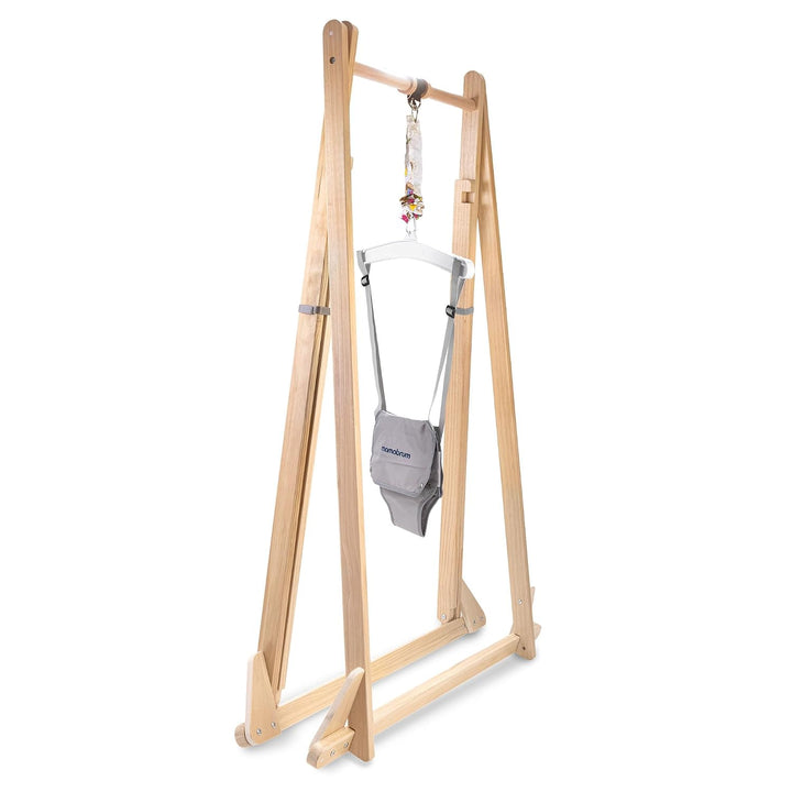 Mamabrum Baby Jumper aus Holz mit verstellbarem Sitz, Holzgestell, Baumwolle und Polyester, Naturfar