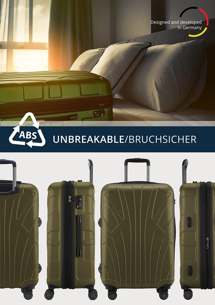 suitline Hartschalen-Koffer Koffer Trolley Rollkoffer Reisekoffer, TSA, 66 cm, ca. 58 Liter, 100% AB