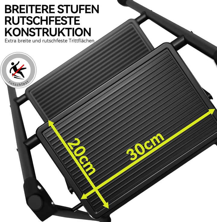 KINGRACK 2 Stufen Kleine Leiter, Trittleiter mit Anti-Rutsch, Breitem Pedal | Tritthocker Klappbar m