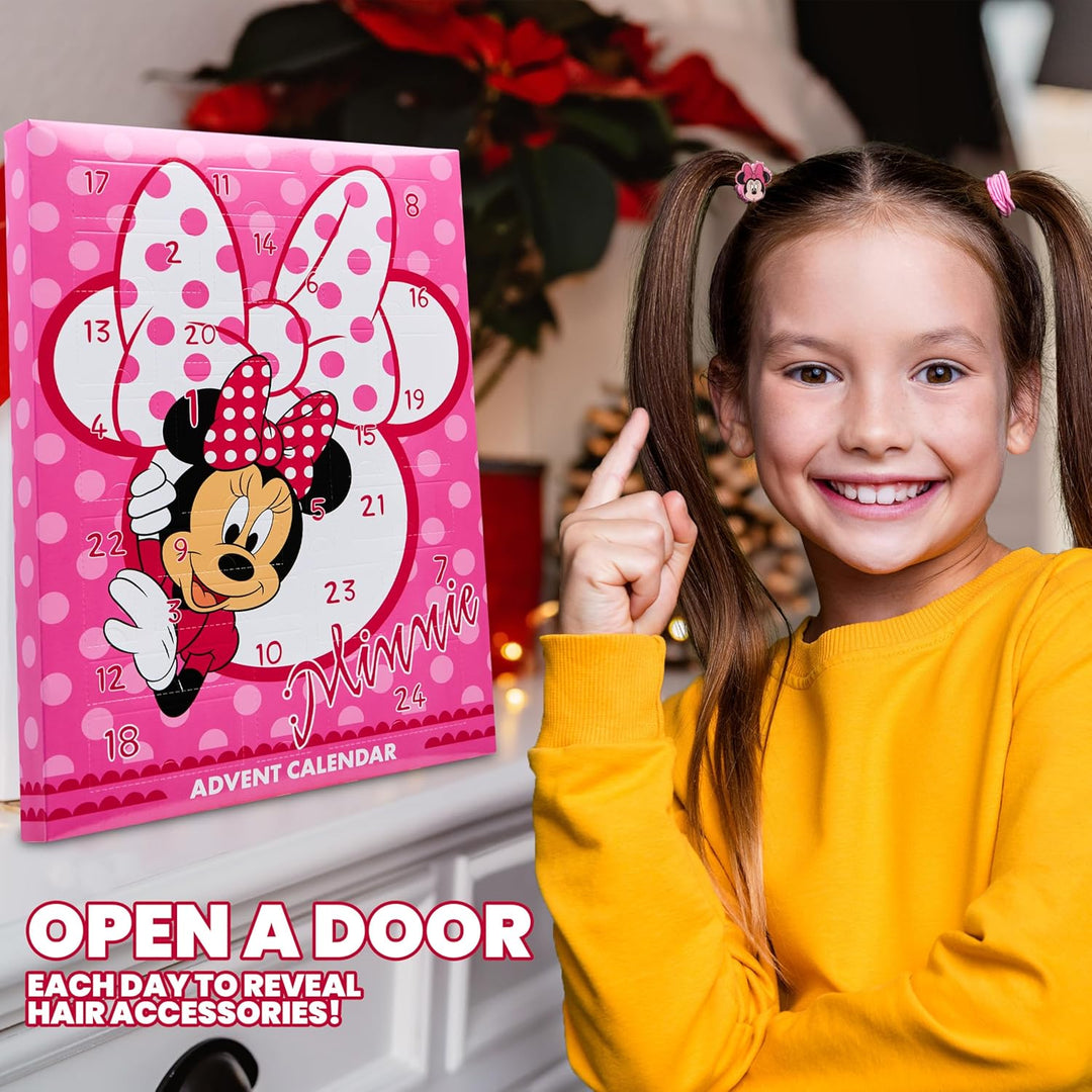 Disney Minnie Mouse Adventskalender 2024, Haarschmuck & Accessoires für Mädchen (Rosa), Rosa