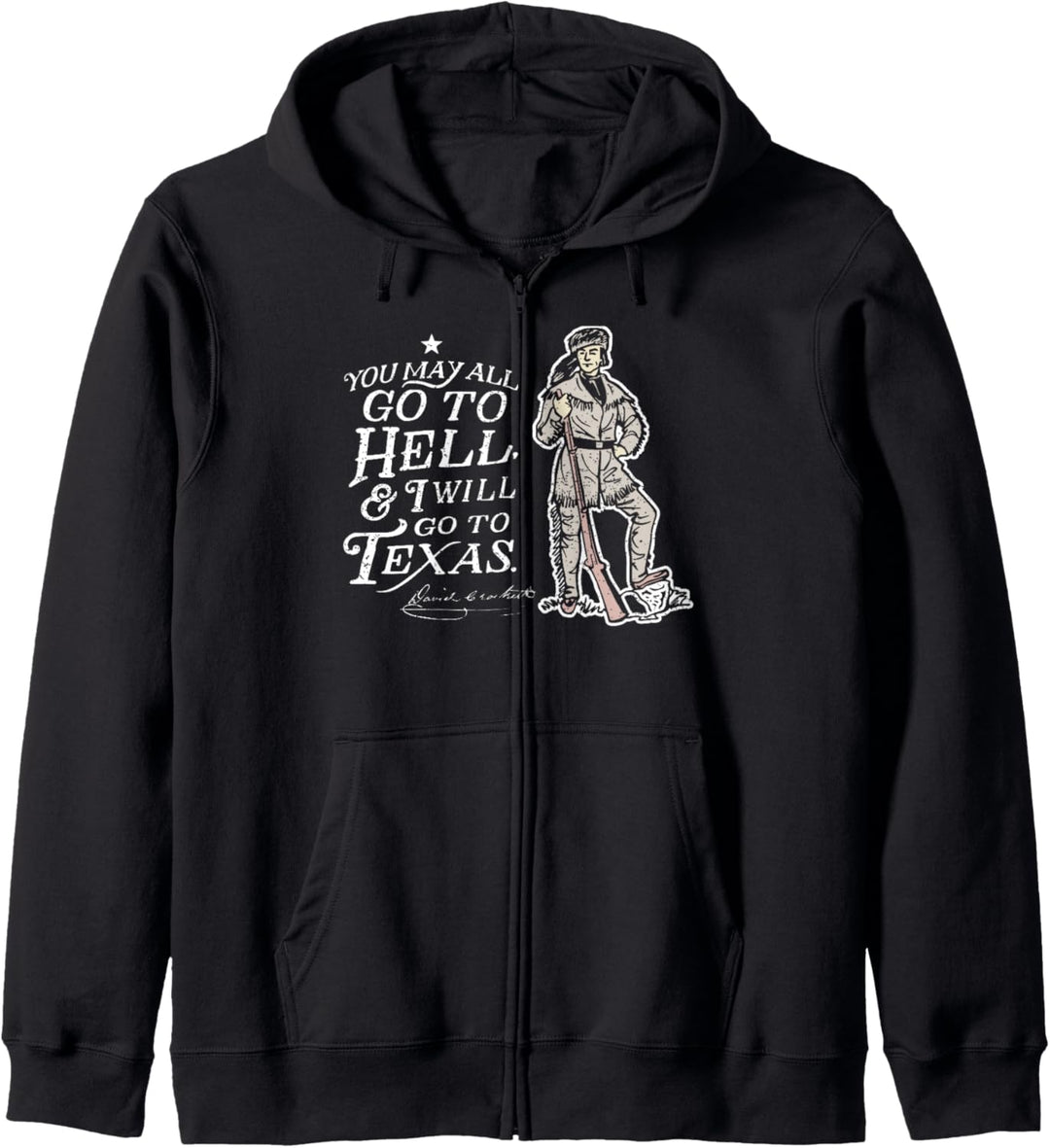 Davy Crockett Texas Alamo kann zur Hölle Vintage Souvenir Kapuzenjacke