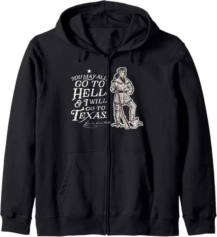 Davy Crockett Texas Alamo kann zur Hölle Vintage Souvenir Kapuzenjacke