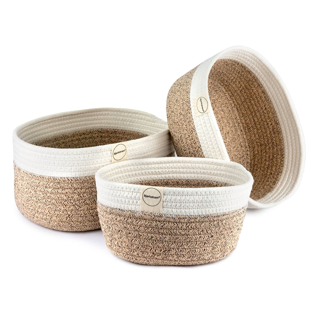 Bjørkstrøm® Aufbewahrungskorb 3er Set - Original Körbchen von Bjørkstrøm® für Bad, Wohn- und Schlafz