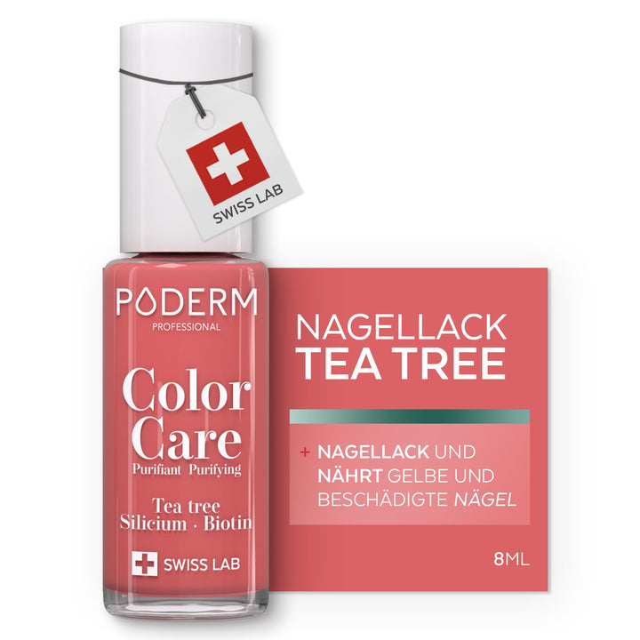 PODERM - TEEBAUM-NAGELLACK COLOR CARE Korallenrosa - verbessert das Aussehen für die gelbe oder brüc