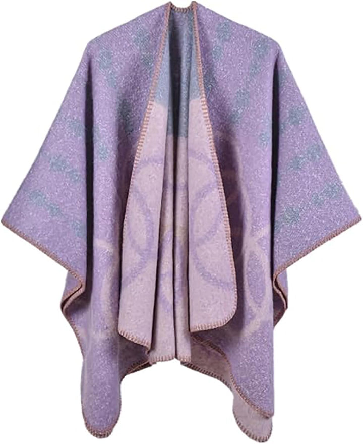 Shmily Girl Damen Poncho Winter Schal Decke Cape Elegant Warme Schultertuch Mantel Strickpullover Ei