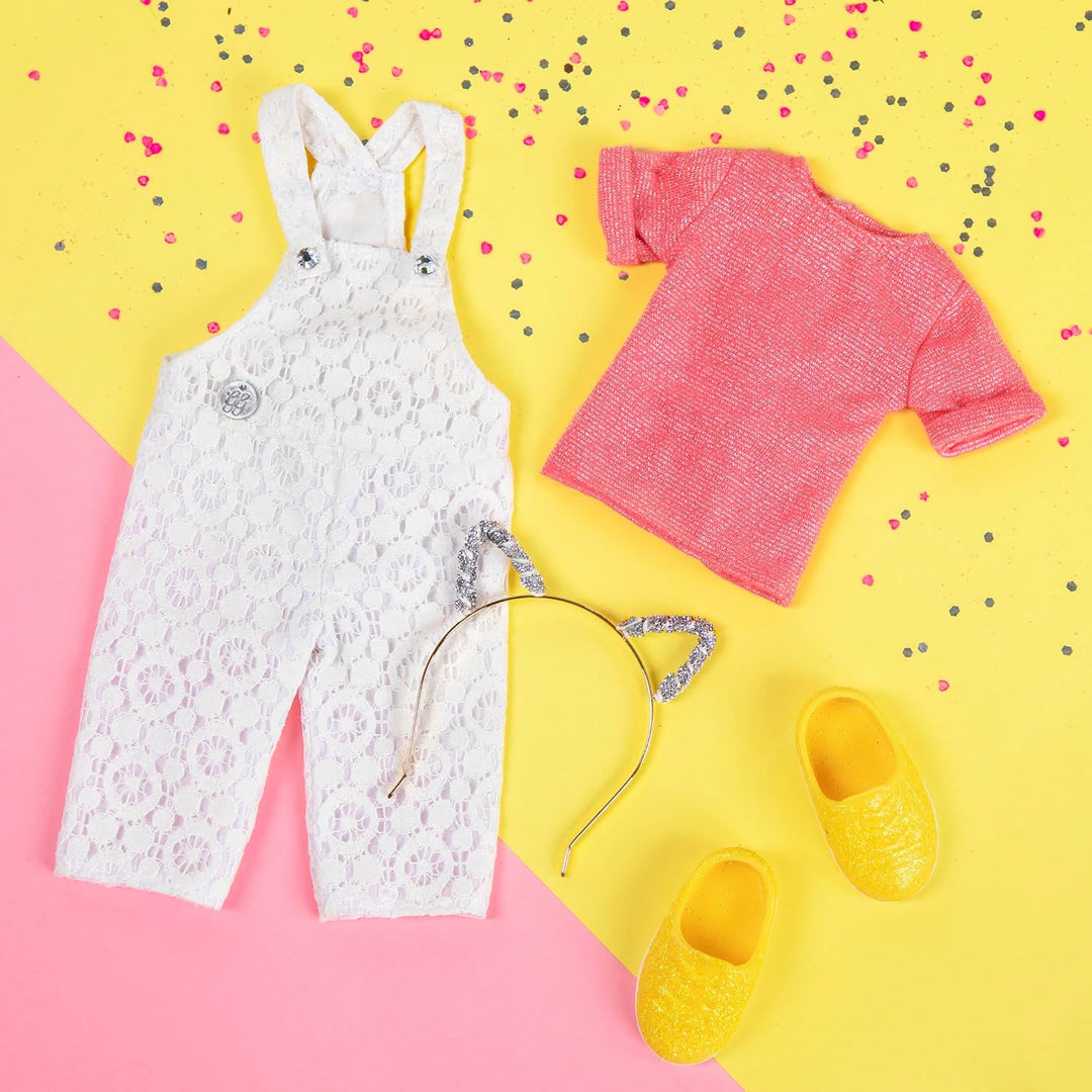 Glitter Girls - Glitzern und Glamour! - Glitter Girls Puppenkleidung - Latzhose Outfit - Katzenohren