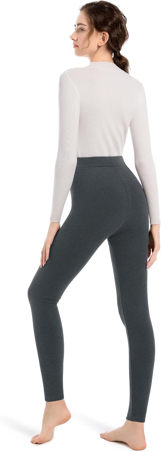 Baumwolle Thermo Leggings mit Taschen, Gefütterte High Waist Damen Winter Leggings mit Fleece, Dicke