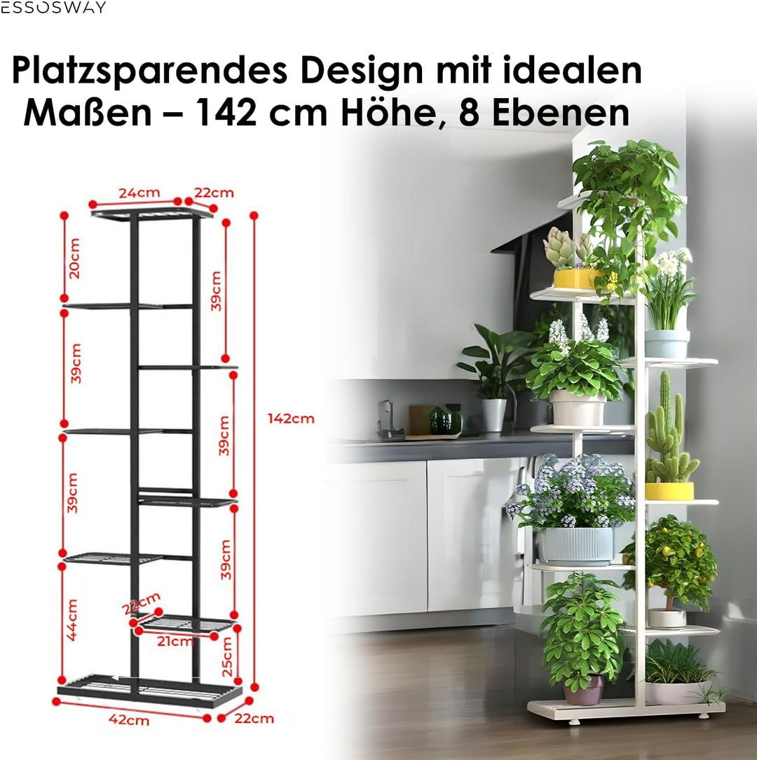 ESSOSWAY Blumenständer Pflanzenständer - Indoor - Pflanzenregal Blumentreppe Blumenregal Metall - 8