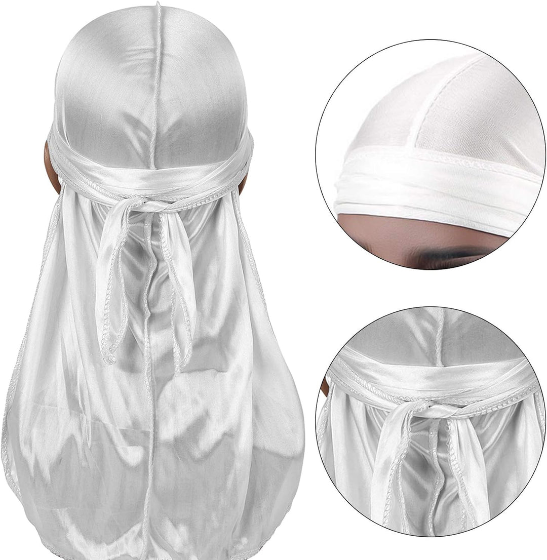 3 Stück Seidige Durag Packung mit Wellenkappe für Männer Frauen Wellen, Satin Doo Rag, Kopfwickel Du