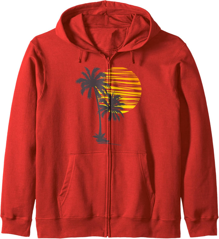 Sonnenuntergang Strand Palme Cool Sommer Urlaub Geschenk Kapuzenjacke