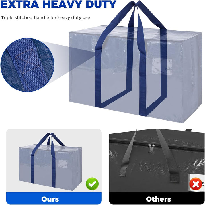 Umzugstaschen 93 L, 4er-Pack Aufbewahrungstaschen mit Reissverschluss, Umzugstaschen Heavy Duty Extr