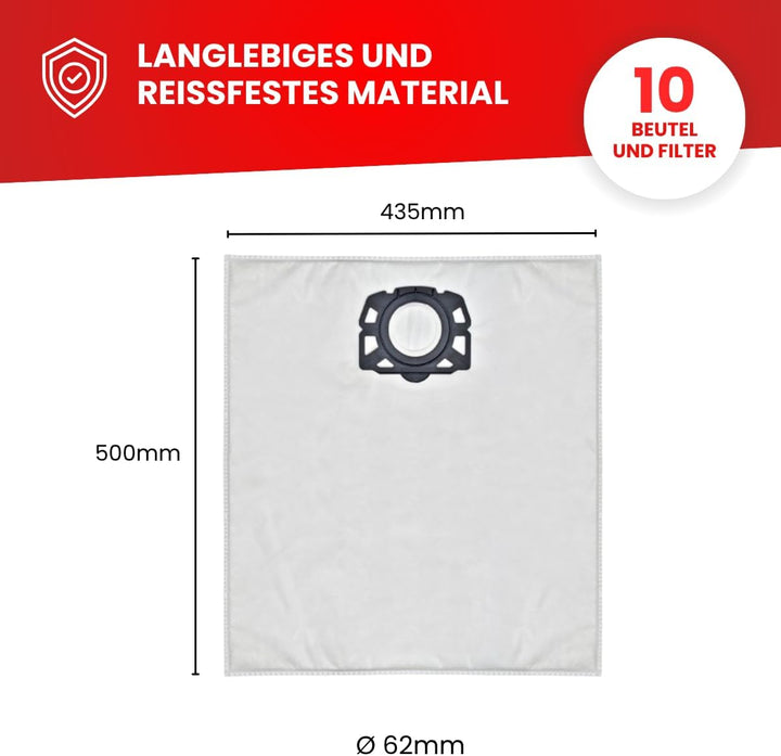 Invest - Staubsaugerbeutel Ersatz, Filtertüten Beutel Kompatibel mit Kärcher 6.414-960.0, WD 4.200 W