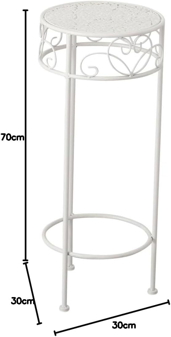 Meinposten Hoher Beistelltisch weiss Metall Telefontisch Pflanzentisch Blumenständer Tisch (Mittel 2
