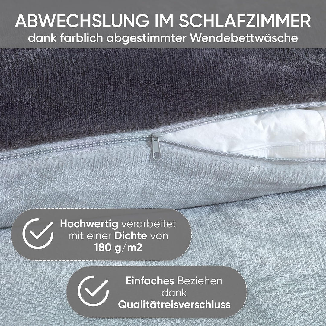 Winter Plüsch Bettwäsche 155x220 Wendebettwäsche Cashmere Touch Coral Fleece Bettbezug Kissenbezug 1