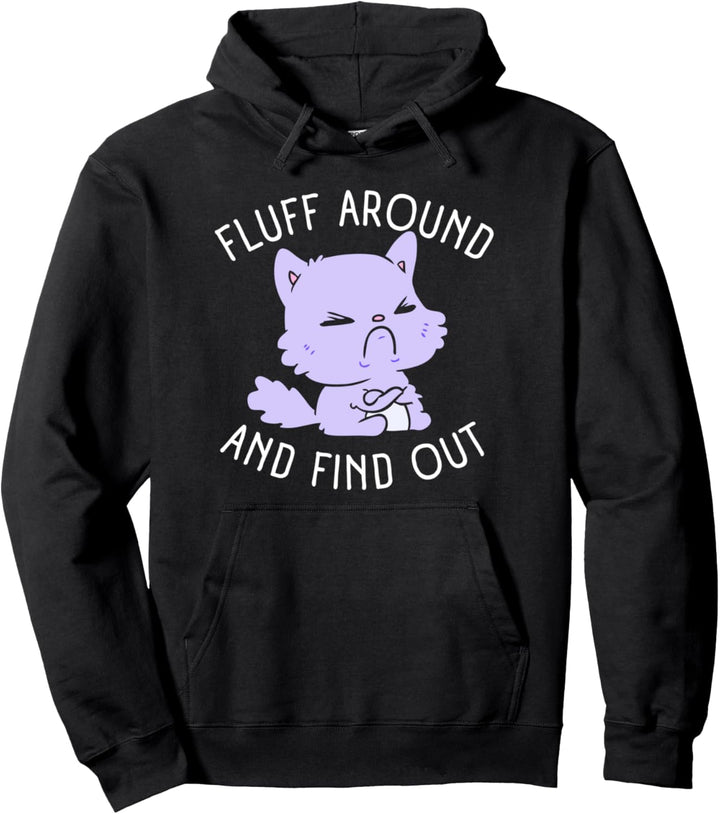 Süsses Katzenmotiv mit Flaum und Finden Sie heraus Pastell, Gothic, Lila Pullover Hoodie