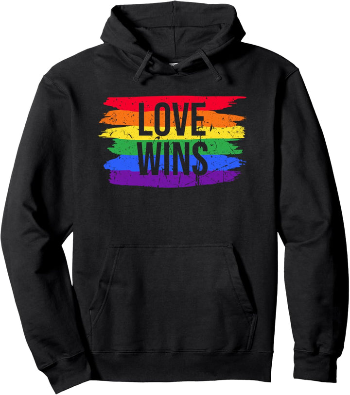 Pride Love Wins Pride Flag LGBTQ Support Men Women Kids Pullover Hoodie