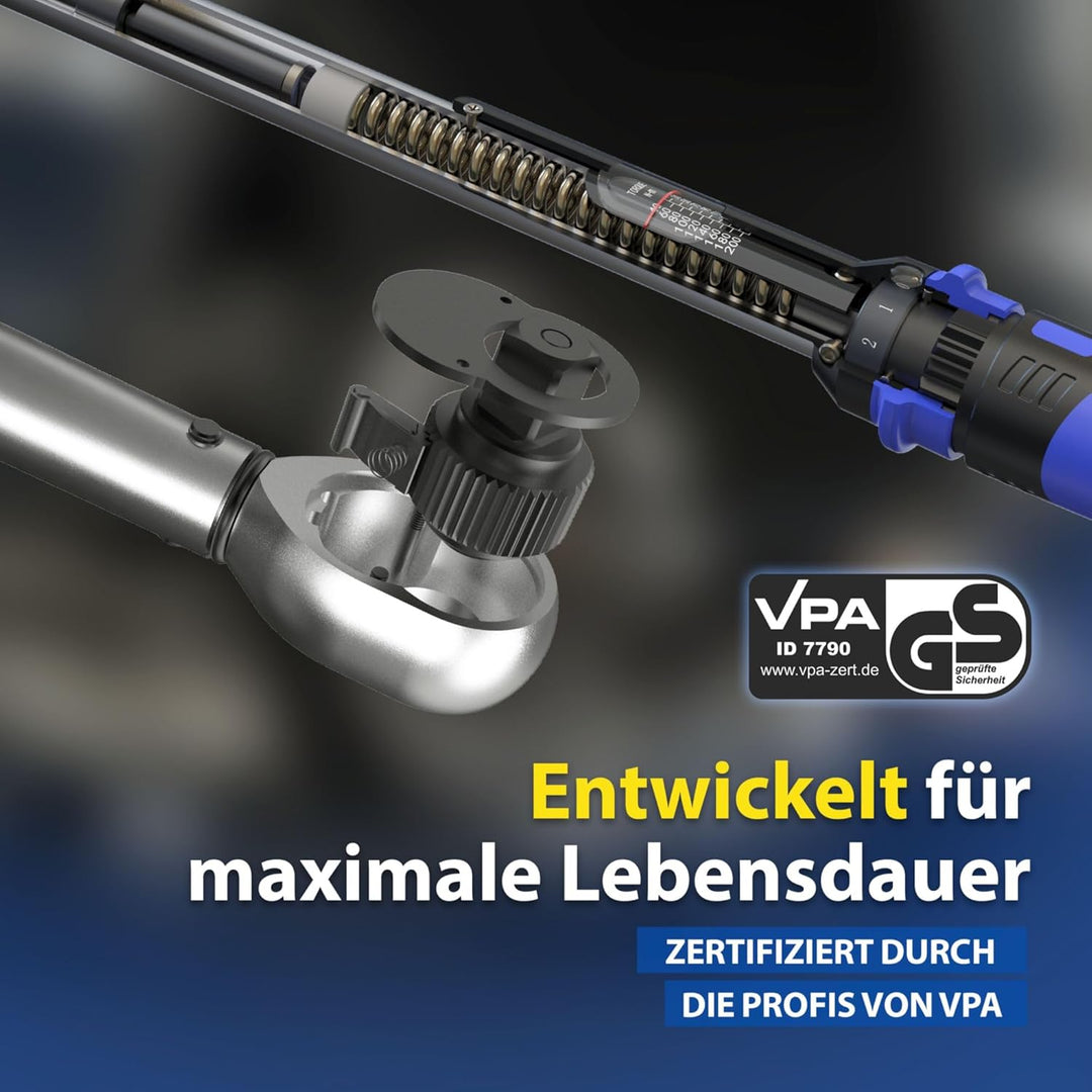 Goodyear Premium Drehmomentschlüssel, Einstellbar von 42 bis 210 Nm, Antrieb 1/2" Vierkant, inkl. Ve