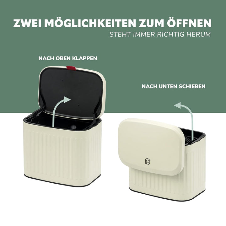 eluno Abfalleimer, Küchenmülleimer mit Schiebedeckel zum Hängen, Stellen oder Kleben, 3 Liter Fassun