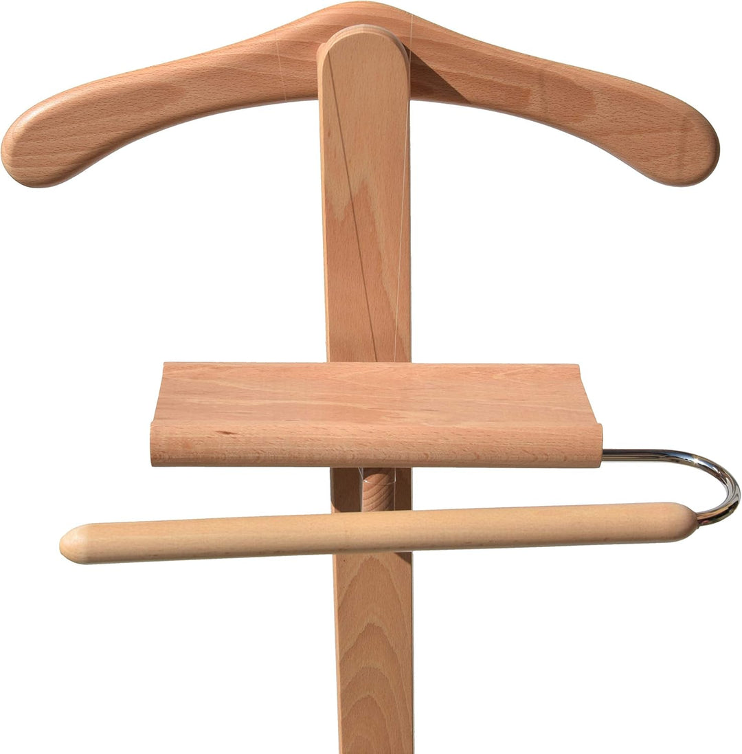 Hagspiel Herrendiener, Kleiderständer Buchenholz natur lackiert (stummer Diener), Made in