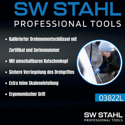 SW-Stahl 03822L Drehmomentschlüssel I 3/4 Zoll I 110-550 Nm I Links- und Rechtsanzug I Drehmomentsch