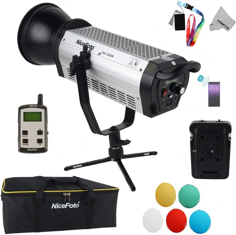 NiceFoto HA-3300B LED-Video-COB-Licht mit Tageslichtausgleich CRI95 & TLCI95 +, 65200lux @ 1M Bowens
