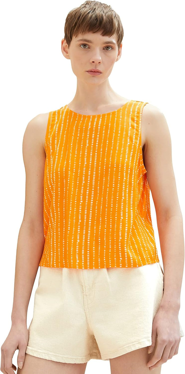 TOM TAILOR Denim Damen Blusen Top mit Bindedetail & Muster S 31713 - Mango Batik Vichy Print, S 3171