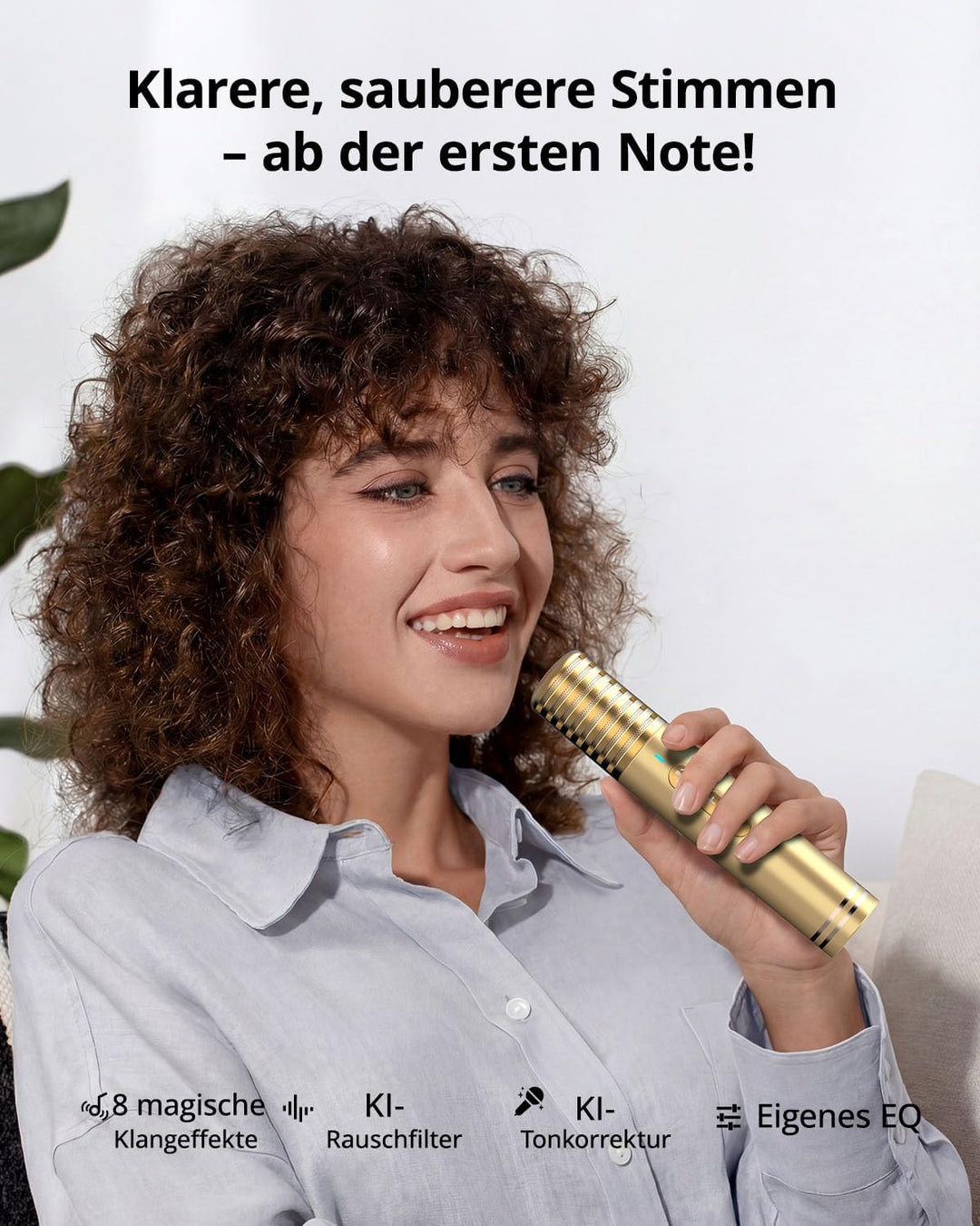 Ikarao Karaoke-Maschine für Erwachsene, mit Songtext-Display, 2 selbstaufladende drahtlose Mikrofone