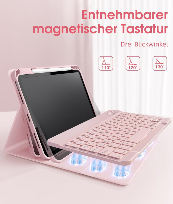 Vobafe Hülle mit Tastatur für iPad A16 11 Generation 2025/10 Gen 2022 10.9 Zoll, Air 11 Zoll M3/M2,
