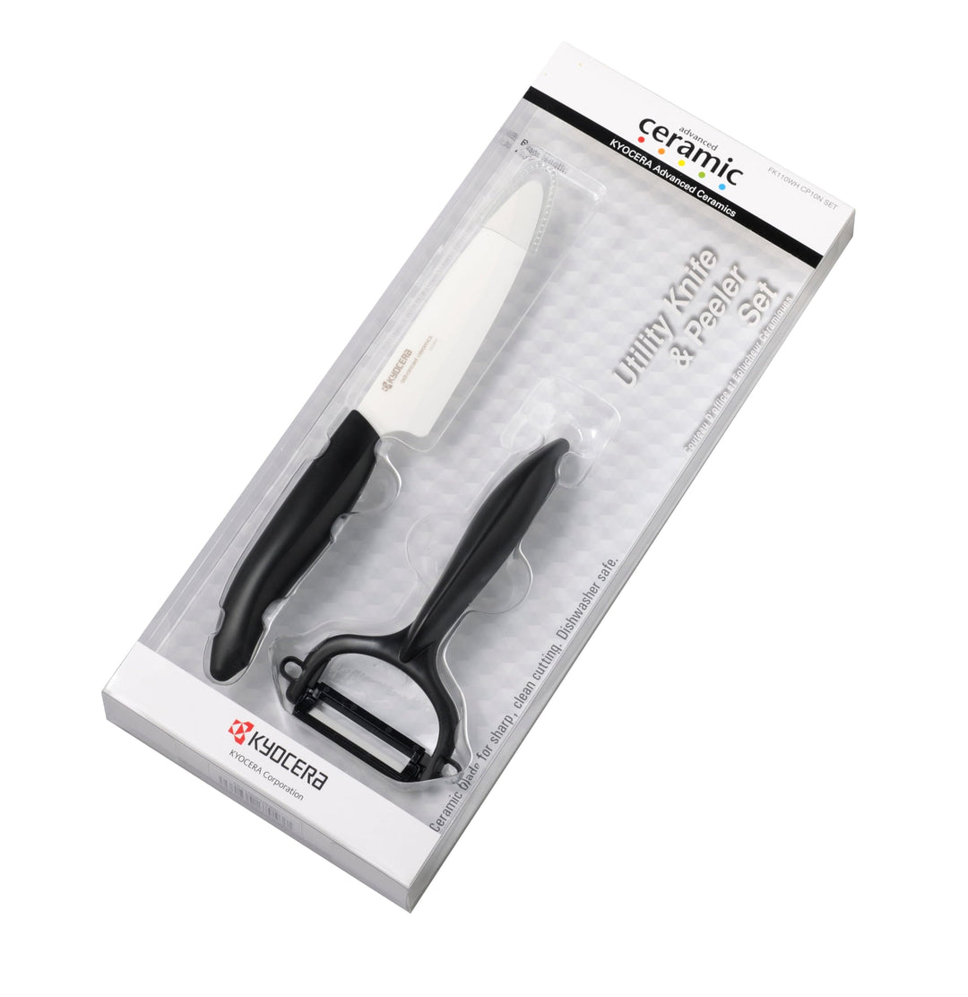 Kyocera GEN Starterset, Obst-/Gemüsemesser (Klinge 11 cm) mit Schäler, schwarzer Griff Schwarz Start
