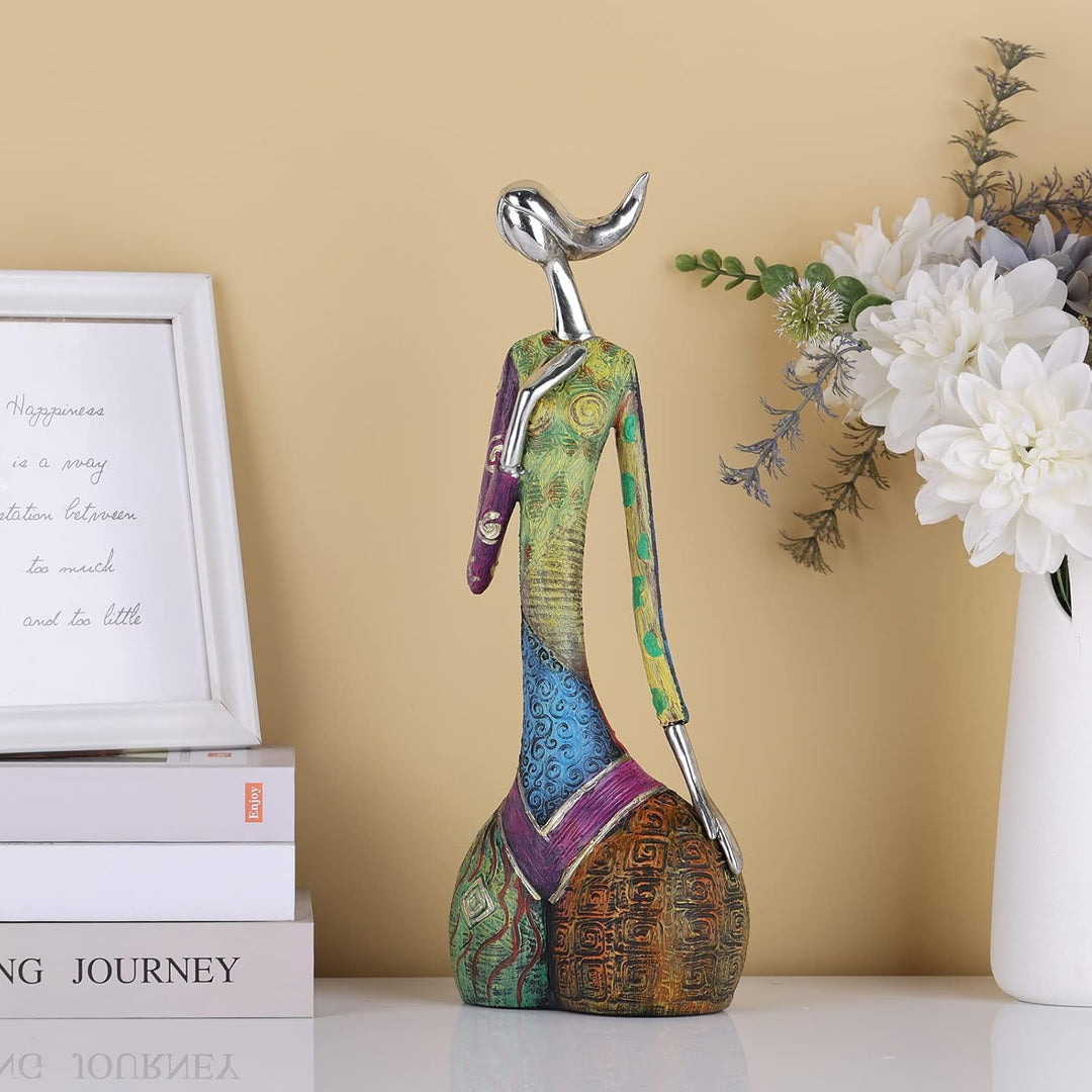 Bunte abstrakte Kunst weibliche Yoga-Pose Statue, Indoor-Moderne Wohnkultur Bunte Figur Malerei Kuns