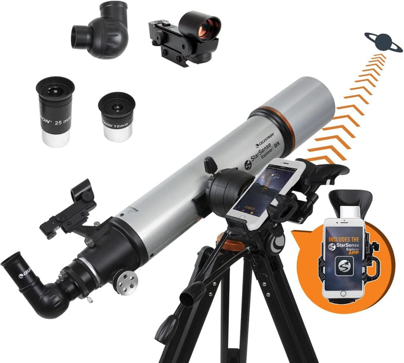 Celestron 22460 StarSense Explorer DX 102AZ Smartphone App-fähiges Refraktor-Teleskop, kompatibel mi