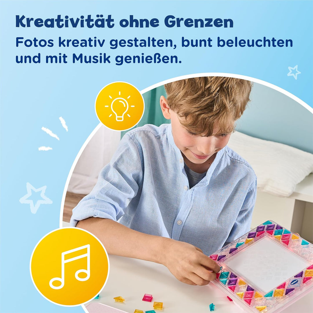 Vtech Mosaic Magic Lights Bilderrahmen – Personalisierbarer Fotorahmen mit wiederverwendbaren Mosaik