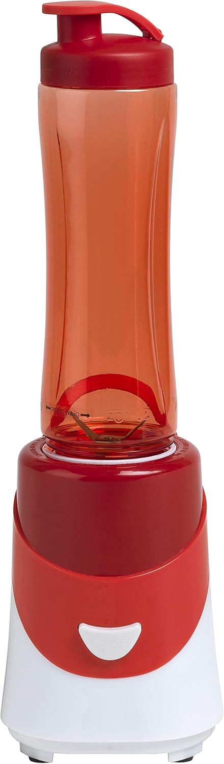 Bestron Smoothie Maker mit Mix-/Trinkbecher, 600 ml, 300 Watt, Rot Smoothie Maker + Trinkbecher Rot,