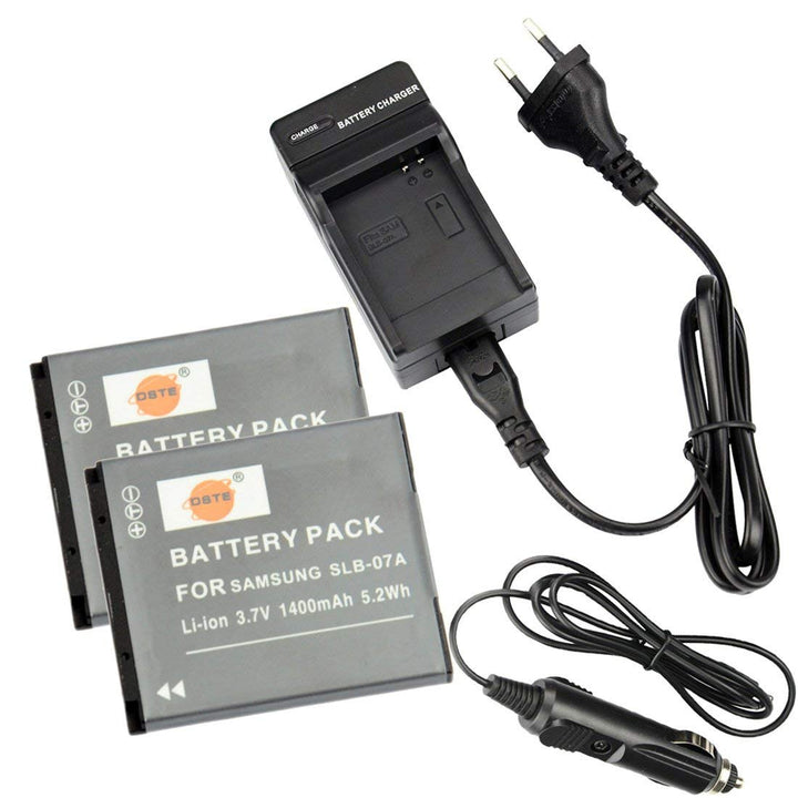 DSTE®（2 Pack） Ersatz Batterie und DC91E Reise Ladegerät Compatible für Samsung SLB-07A PL150 PL151 S