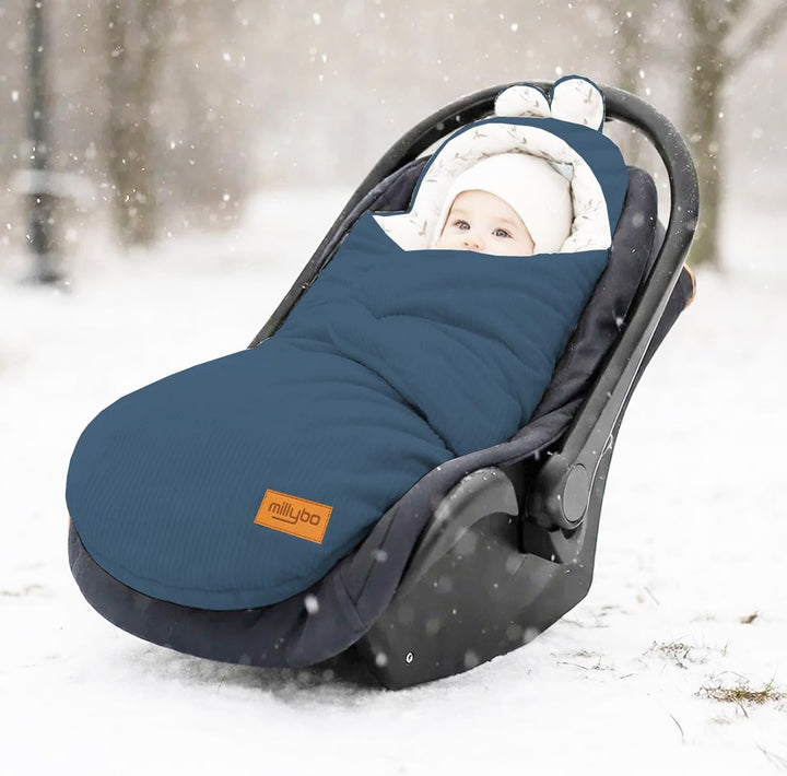 Baby Fusssack Einschlagdecke für Babyschale und Kinderwagen Blau, Blau