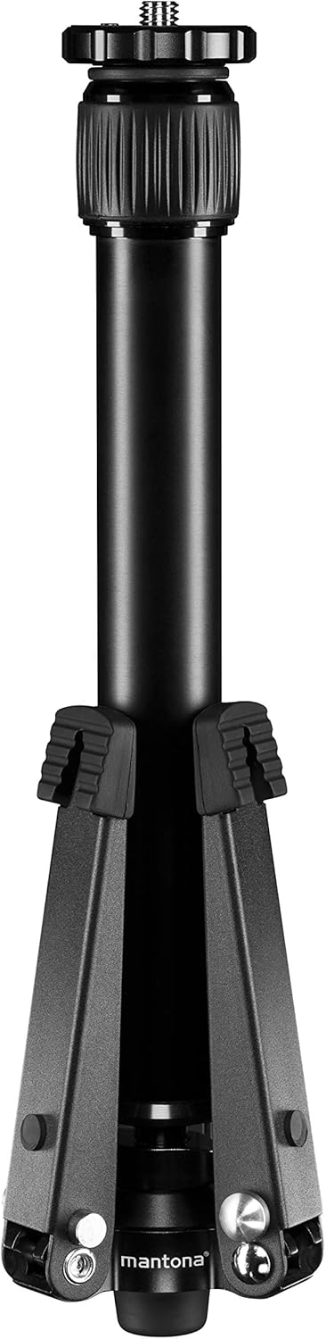 Mantona ONE Mini 50 cm mit Standspinne – Aluminium Einbeinstativ, Höhe 5-50 cm, Traglast 6 kg, ideal