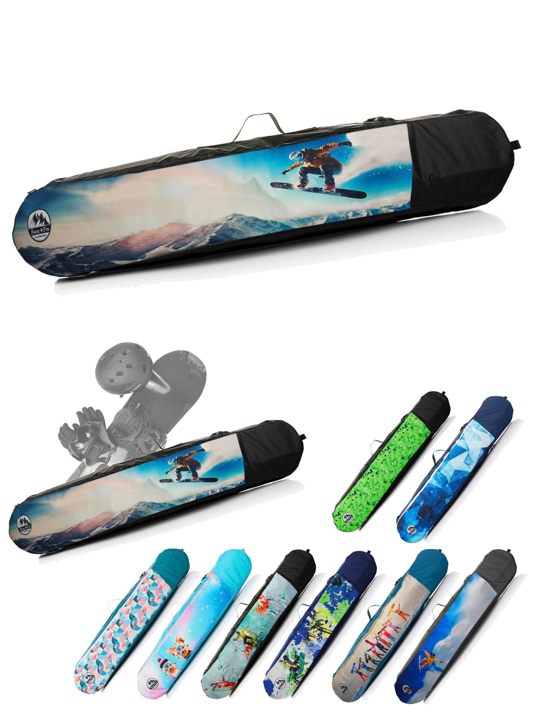 BAMBINIWELT Kinder Snowboardrucksack, Snowboardtasche, Stauraum für Helm, Schuhe & Handschuhe, Board