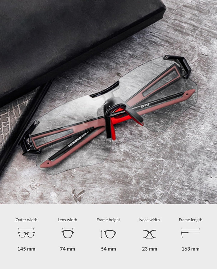 ROCKBROS Fahrradbrille Selbsttönend für Damen Herren, Photochrome Radsportbrille Sonnenbrille mit UV