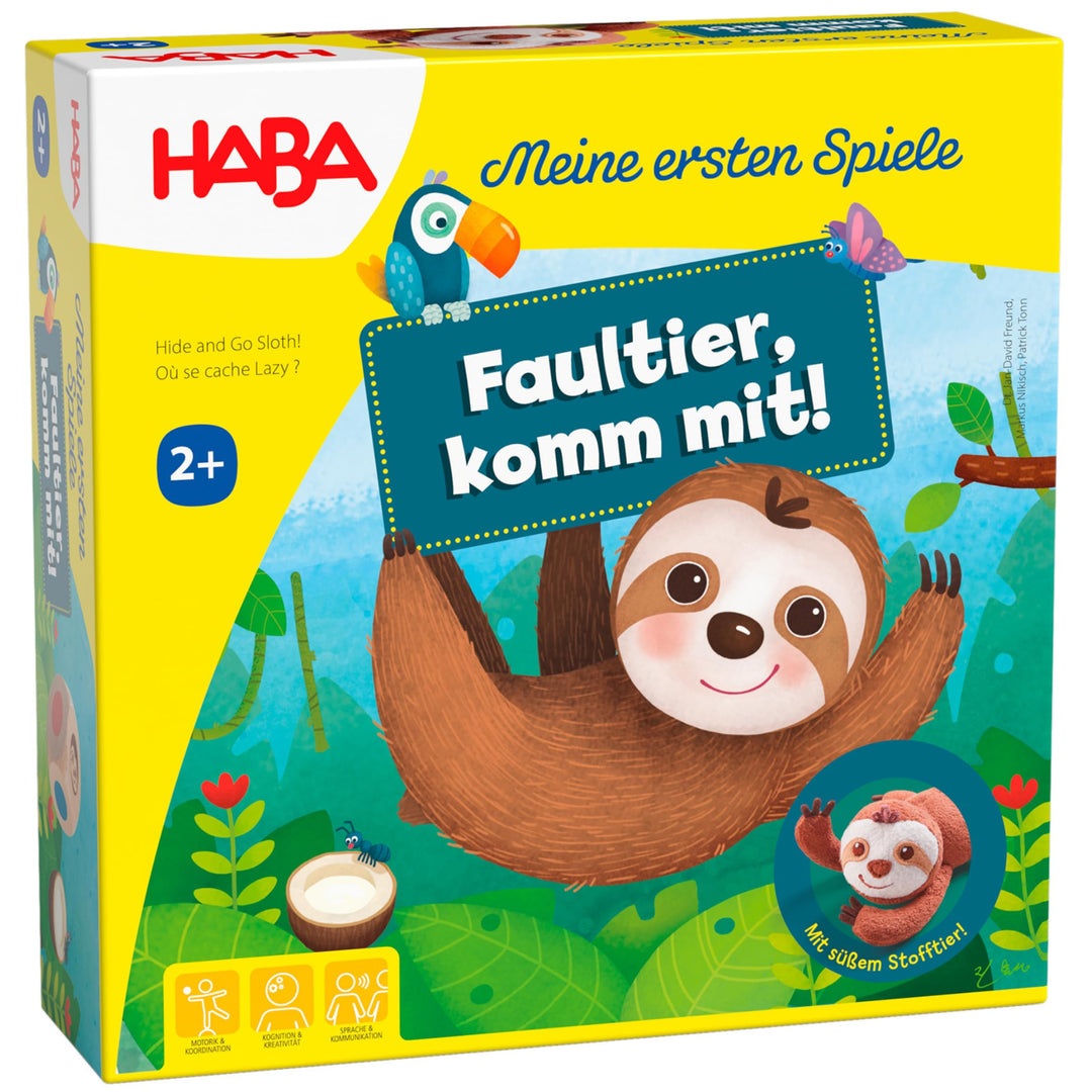 HABA Meine ersten Spiele – Faultier, komm mit! – Lustiges Bewegungsspiel ab 2 J. – Bring das Kuschel