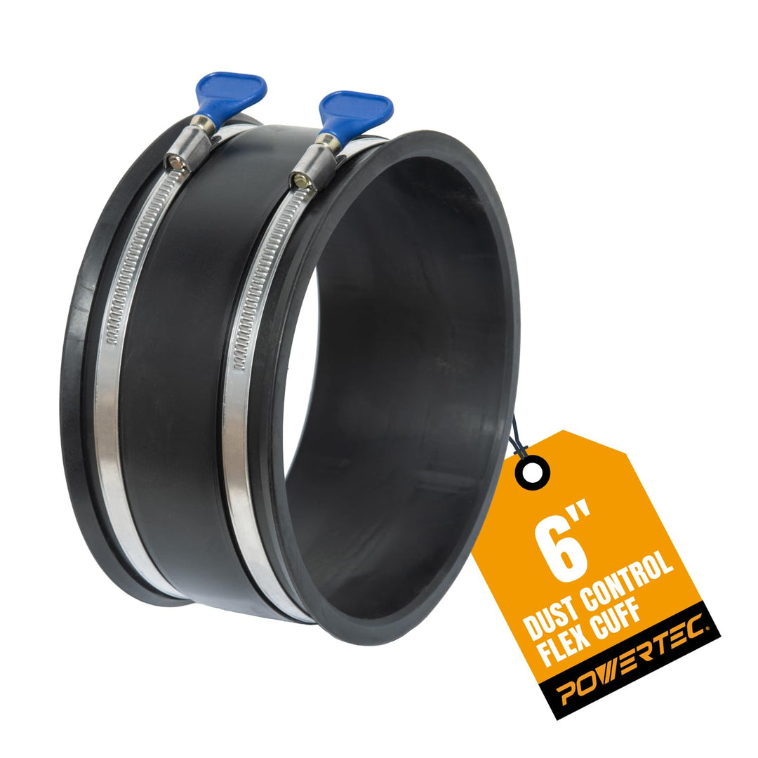 POWERTEC 70281 Dust Control Flex Cuff with Hose Clamps, 6-Inch, 6-Inch