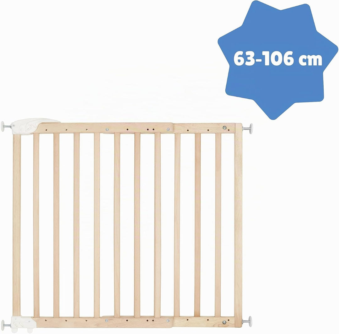 Badabulle Deco Pop, ausziehbares Babygitter aus Holz | 63 bis 106 cm breit | Druck- oder Schraubgitt
