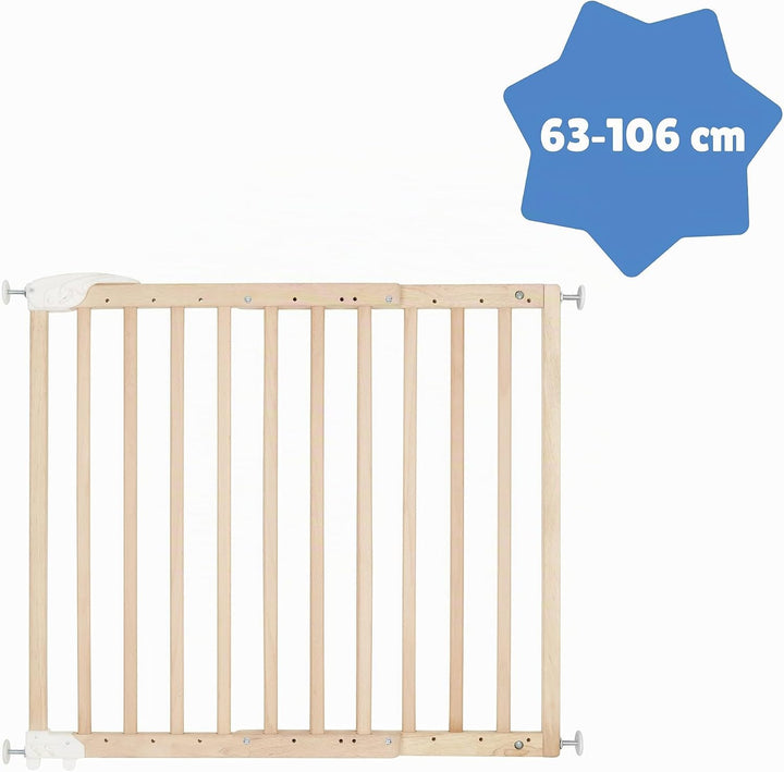 Badabulle Deco Pop, ausziehbares Babygitter aus Holz | 63 bis 106 cm breit | Druck- oder Schraubgitt