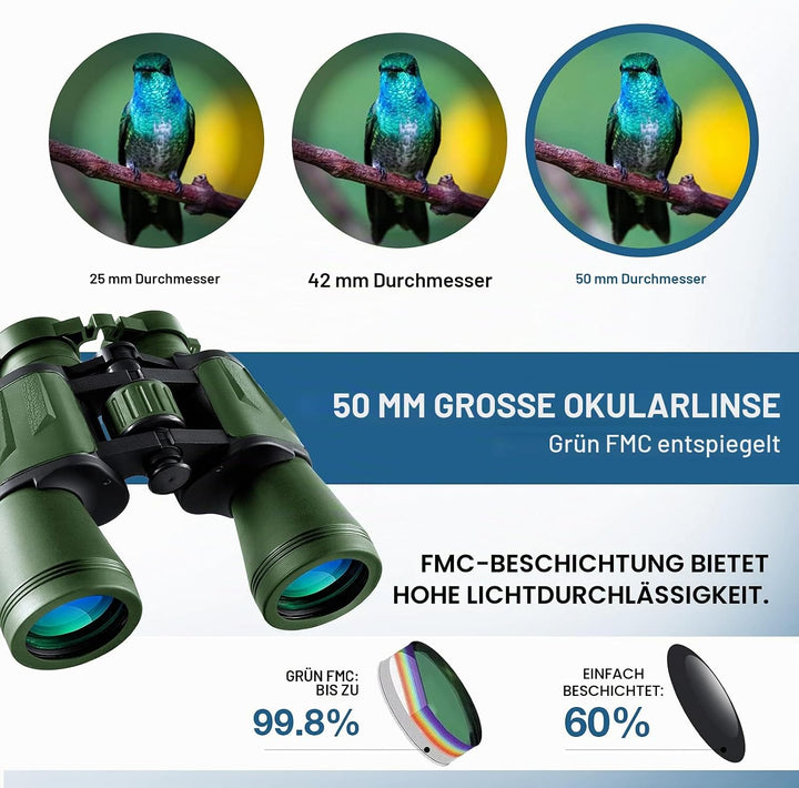 20x50 Jagd Fernglas für Erwachsene mit Smartphone-Adapte- 28mm grosses Okular Professionelles wasser