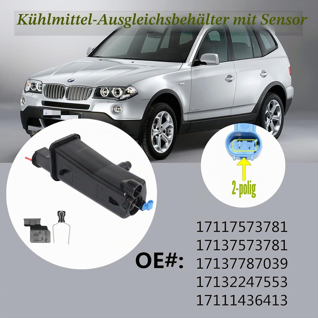 Bisenya 17137787039 Ausgleichsbehälter Kühlwasserbehälter Kühlmittel mit Sensor kompatibel mit 3er E