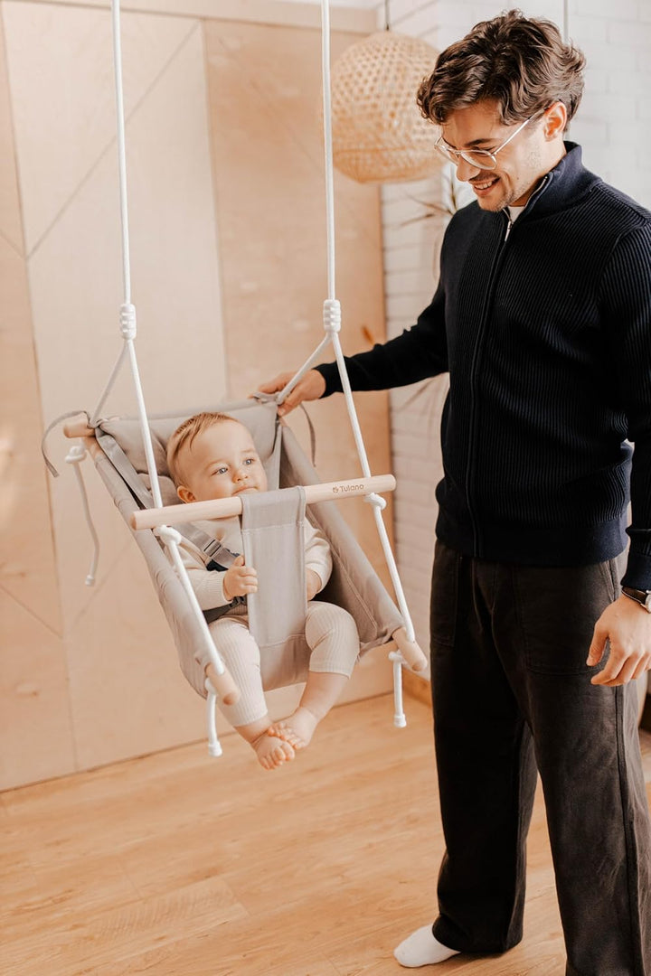Tulano Hop 40 3in1 Babyschaukel – Mitwachsend durch Sitz- und Liegefunktion – 5-Punkt Sicherheitsgur