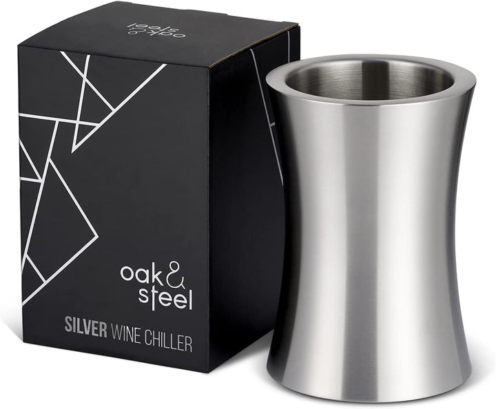 Oak & Steel - Premium Silber Doppelwandiger Edelstahl Weinkühler mit Geschenkbox - weinkühler sektkü